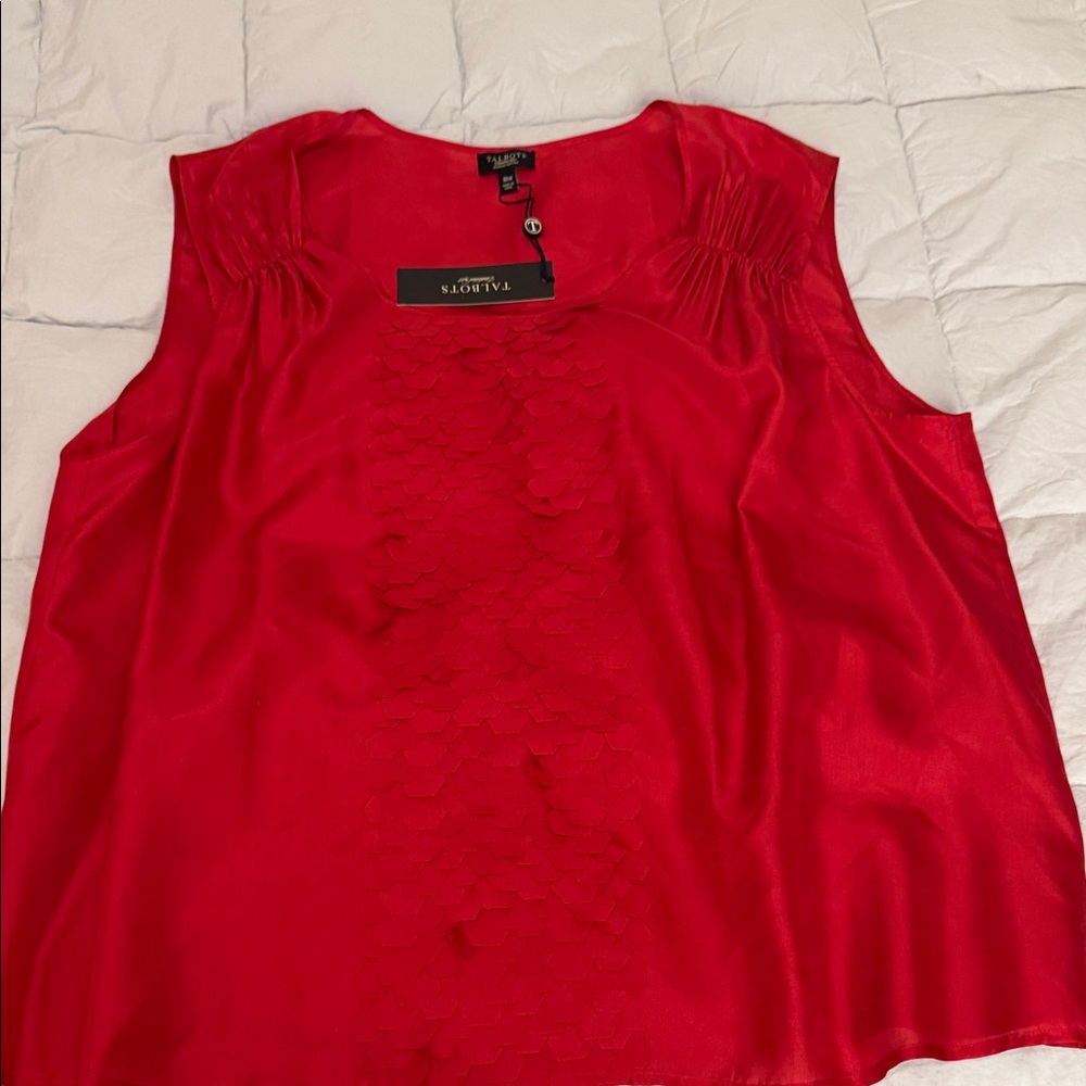 Talbots Red silk Sleeveless Blouse